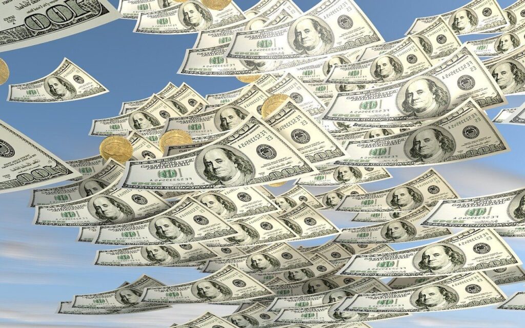 money, heaven, nature, money rain, business, finance, investment, clouds, financial world, banknotes, dollar, usa